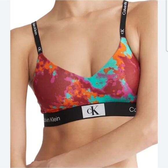 Calvin Klein Multi Colored Marble Print Bralette Size M - Picture 1 of 10